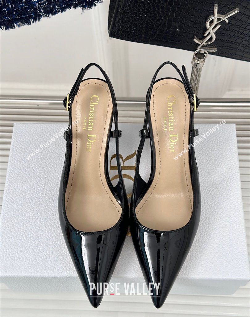 Dior Tribales Slingback Pumps 8cm in Patent Calfskin Black 2024 (MD-240702016)