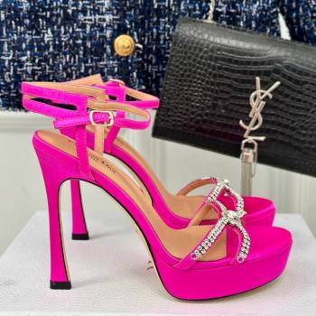 Dior Sunset Heeled Platform Sandals in Pink Satin and Strass 12cm 2024 (MD-240702043)