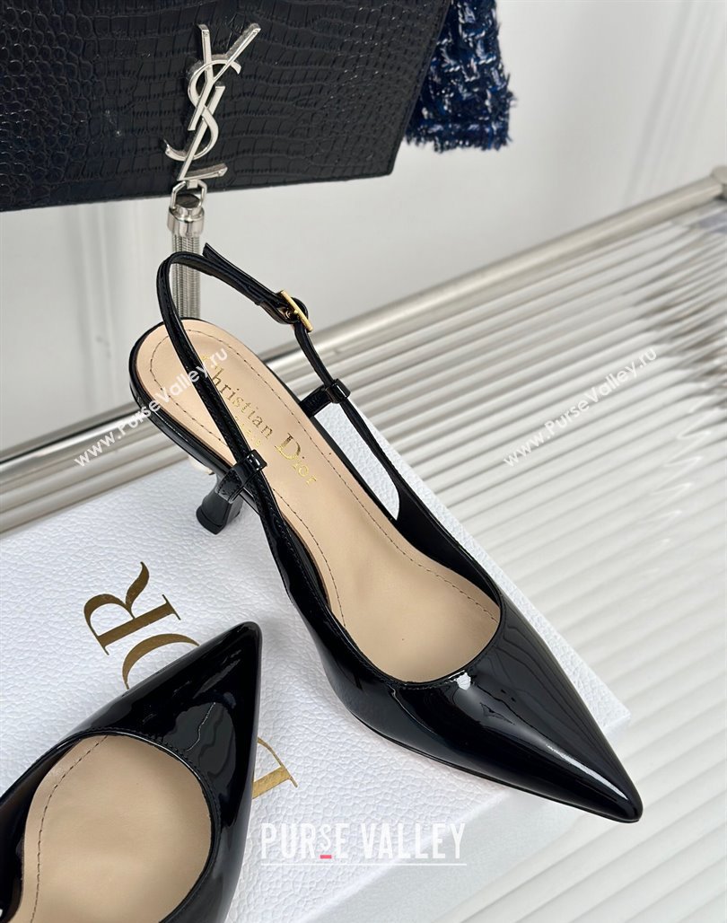 Dior Tribales Slingback Pumps 8cm in Patent Calfskin Black 2024 (MD-240702016)