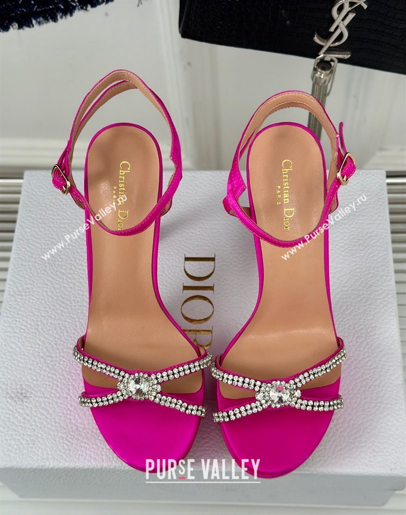 Dior Sunset Heeled Platform Sandals in Pink Satin and Strass 12cm 2024 (MD-240702043)