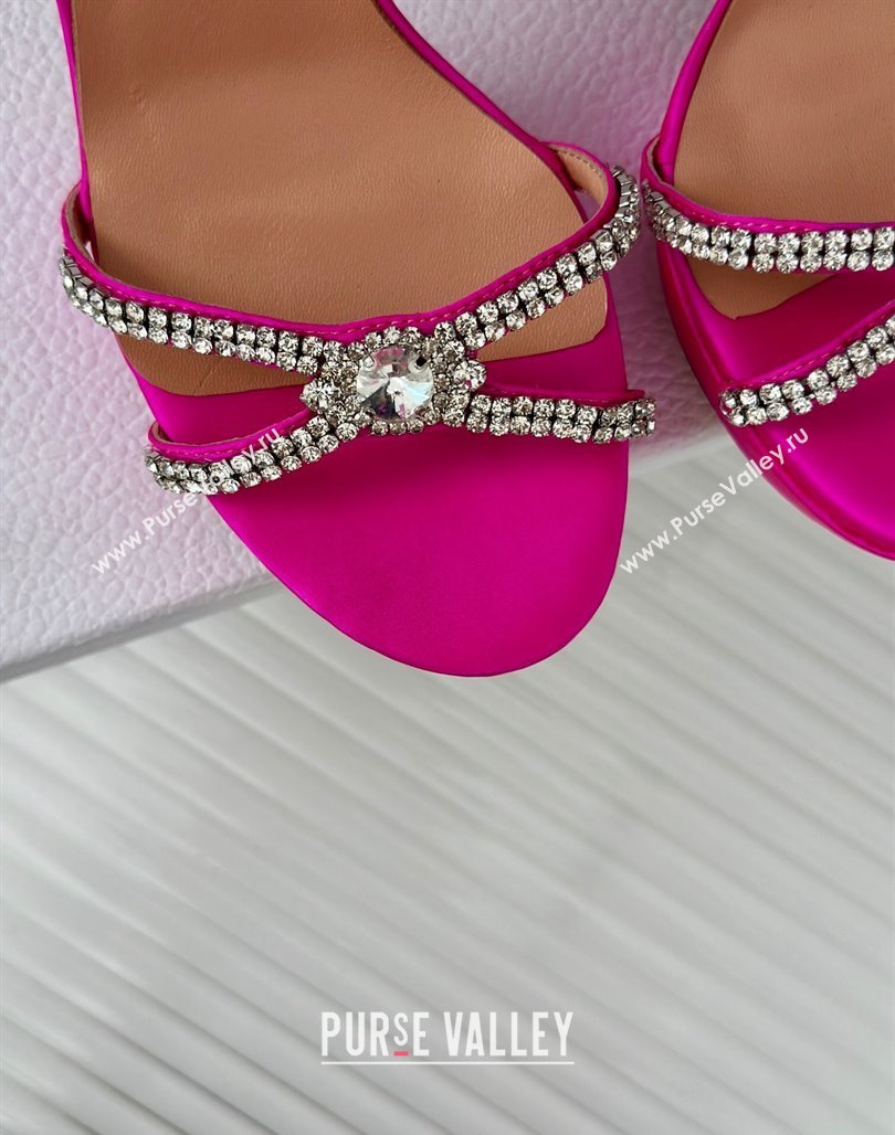 Dior Sunset Heeled Platform Sandals in Pink Satin and Strass 12cm 2024 (MD-240702043)