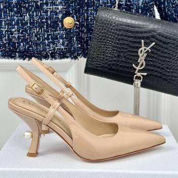 Dior Tribales Slingback Pumps 8cm in Patent Calfskin Nude 2024 (MD-240702018)