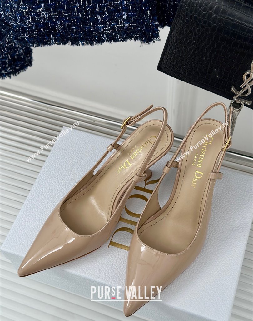 Dior Tribales Slingback Pumps 8cm in Patent Calfskin Nude 2024 (MD-240702018)