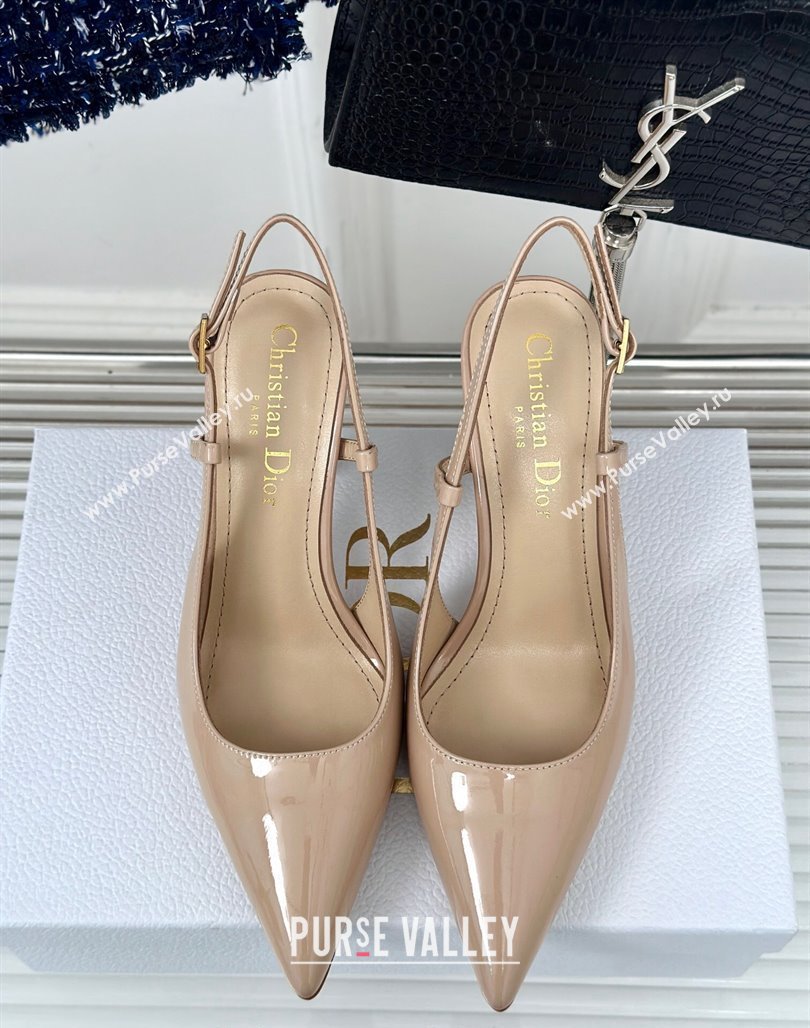 Dior Tribales Slingback Pumps 8cm in Patent Calfskin Nude 2024 (MD-240702018)