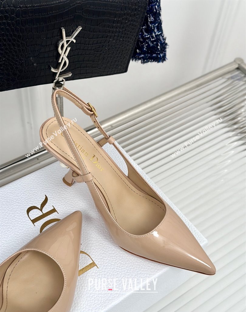 Dior Tribales Slingback Pumps 8cm in Patent Calfskin Nude 2024 (MD-240702018)