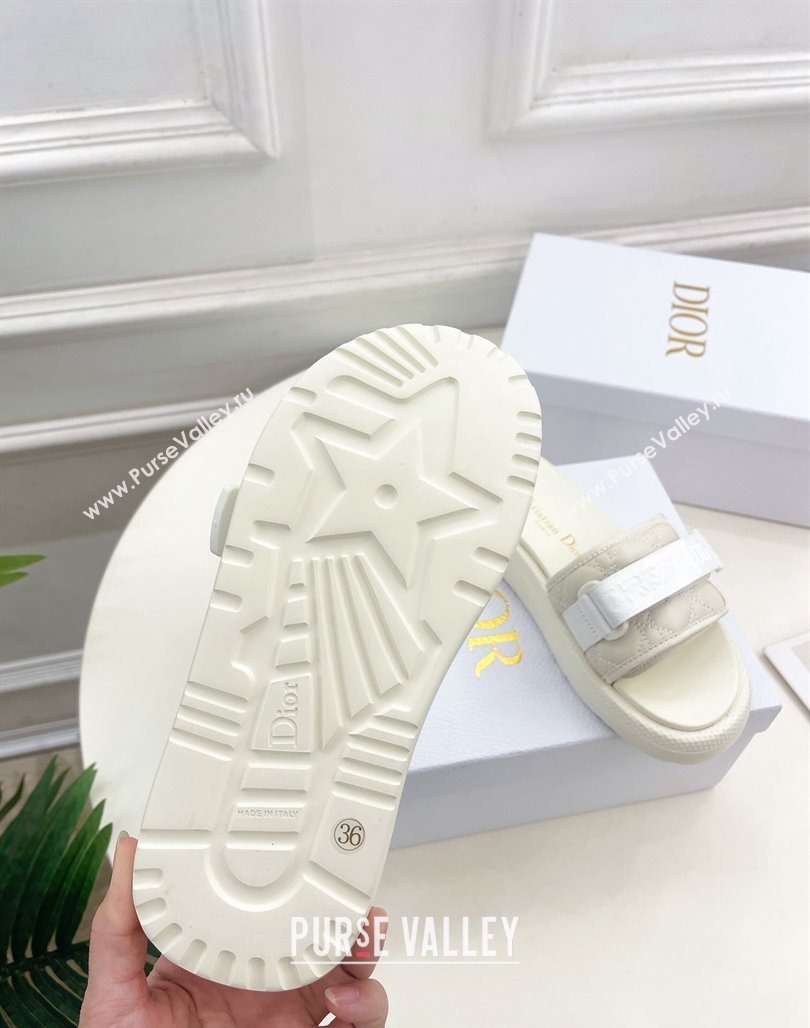 Dior Dioriviera Dio(r)evolution Platform Slides Sandal 3cm Cannage Leather-Effect Fabric White 2024 (MD-240702051)