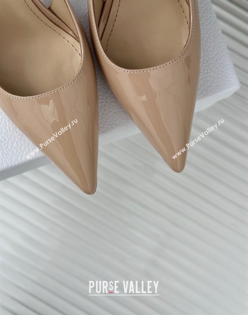 Dior Tribales Slingback Pumps 8cm in Patent Calfskin Nude 2024 (MD-240702018)