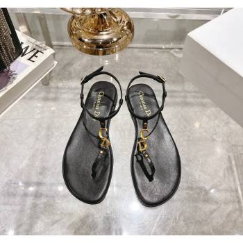 Dior Dioriviera Cest Flat Thong Sandals in Black Calfskin 2024 (MD-240702053)