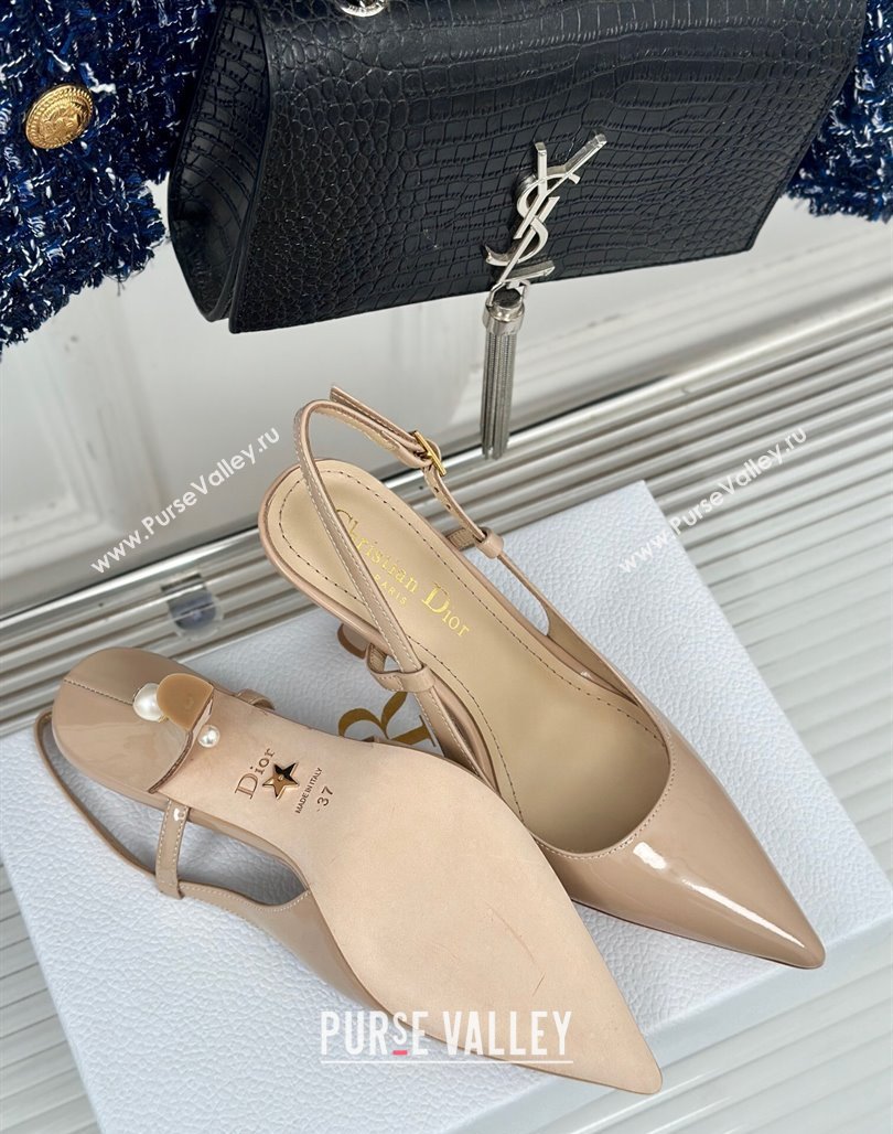 Dior Tribales Slingback Pumps 8cm in Patent Calfskin Nude 2024 (MD-240702018)