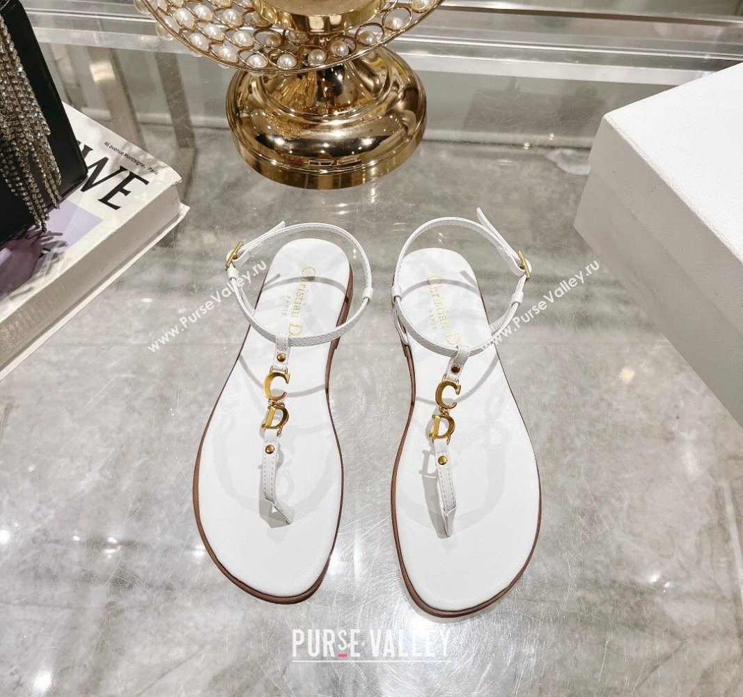 Dior Dioriviera Cest Flat Thong Sandals in White Calfskin 2024 (MD-240702054)