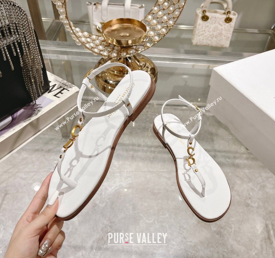 Dior Dioriviera Cest Flat Thong Sandals in White Calfskin 2024 (MD-240702054)