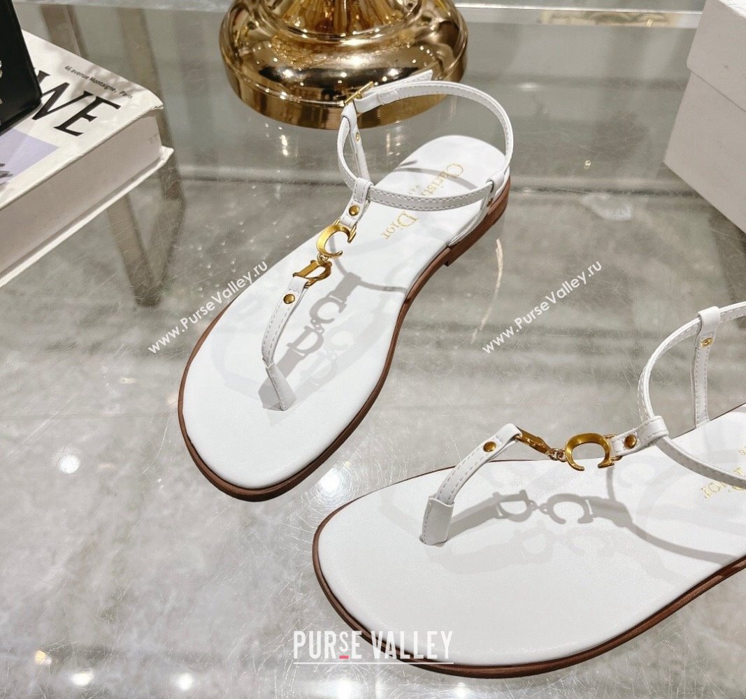 Dior Dioriviera Cest Flat Thong Sandals in White Calfskin 2024 (MD-240702054)