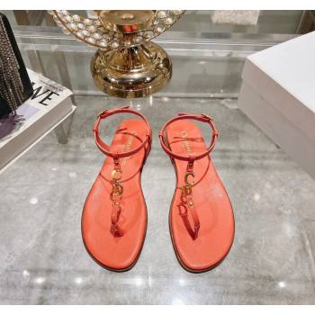 Dior Dioriviera Cest Flat Thong Sandals in Orange Calfskin 2024 (MD-240702055)