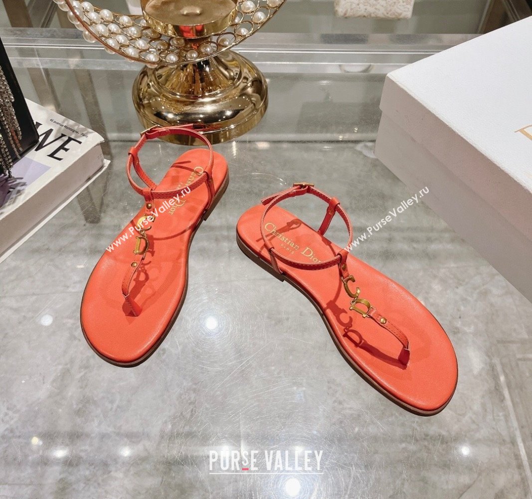 Dior Dioriviera Cest Flat Thong Sandals in Orange Calfskin 2024 (MD-240702055)