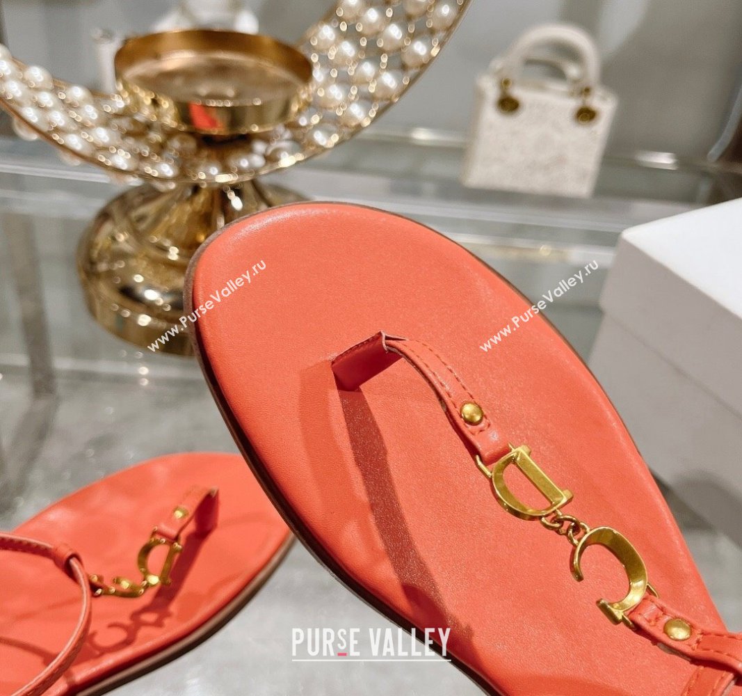 Dior Dioriviera Cest Flat Thong Sandals in Orange Calfskin 2024 (MD-240702055)