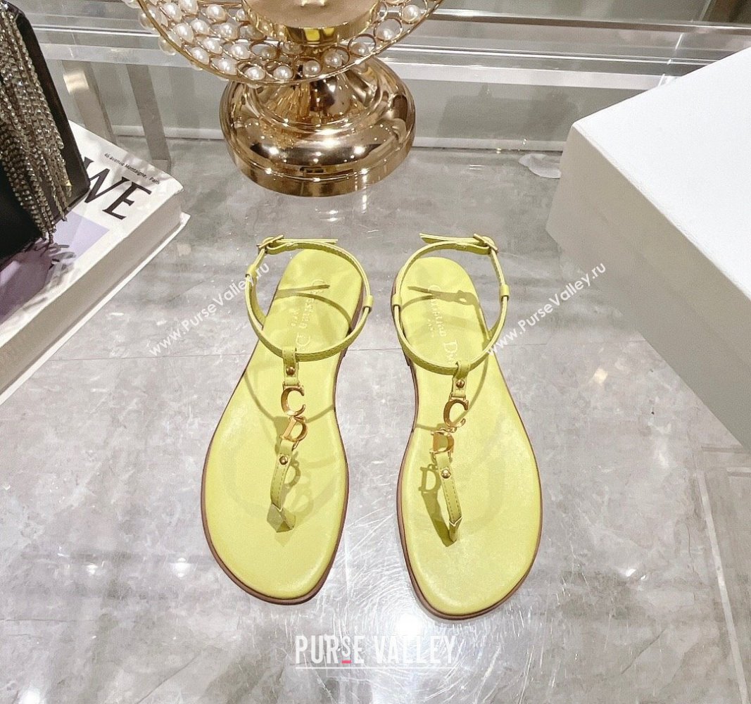 Dior Dioriviera Cest Flat Thong Sandals in Yellow Calfskin 2024 (MD-240702056)