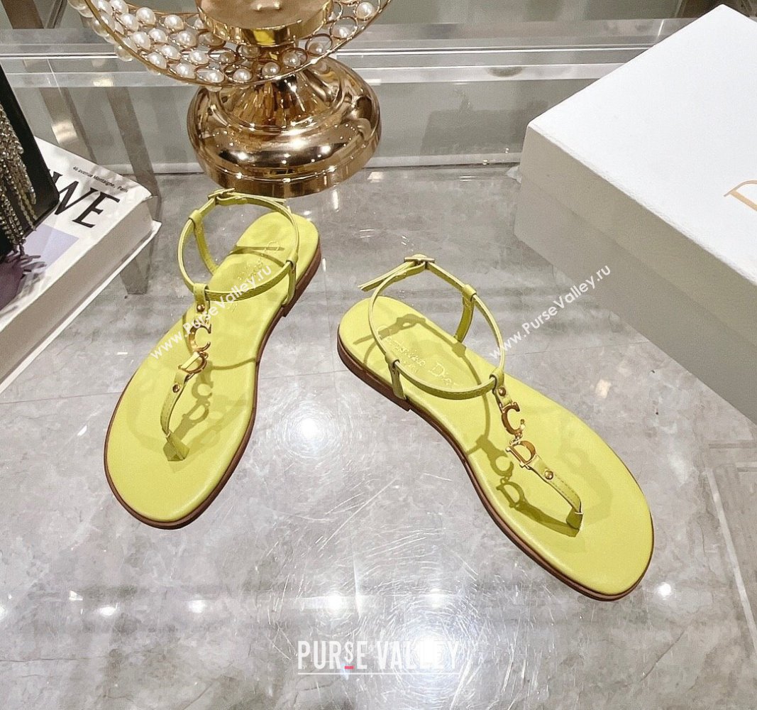 Dior Dioriviera Cest Flat Thong Sandals in Yellow Calfskin 2024 (MD-240702056)