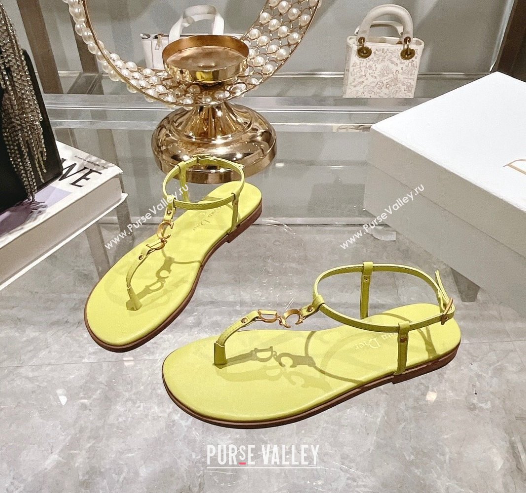 Dior Dioriviera Cest Flat Thong Sandals in Yellow Calfskin 2024 (MD-240702056)