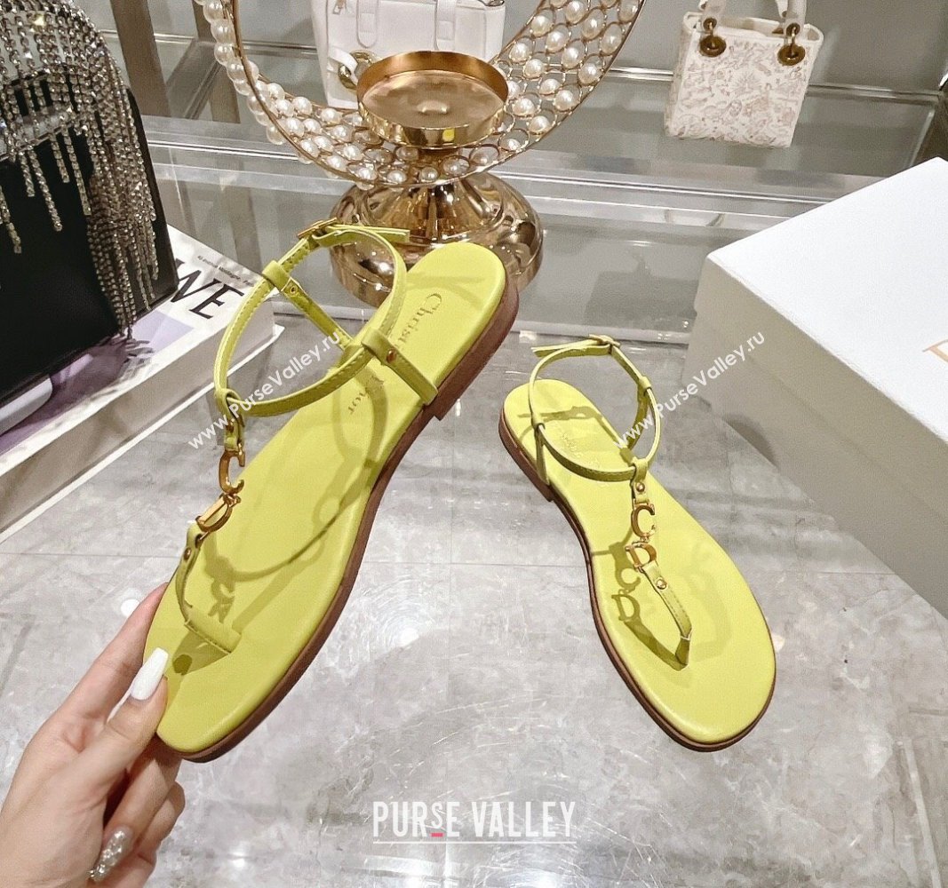 Dior Dioriviera Cest Flat Thong Sandals in Yellow Calfskin 2024 (MD-240702056)