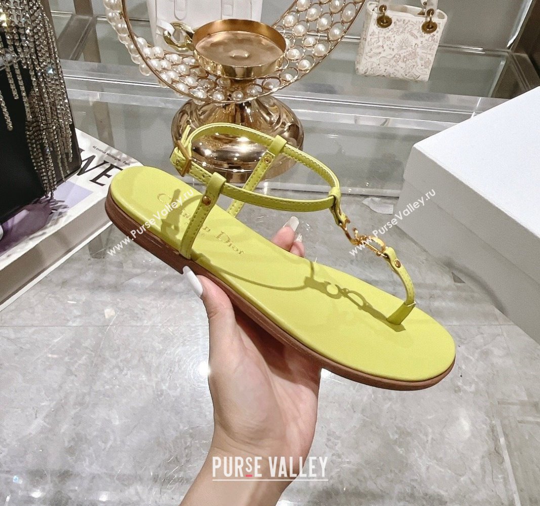 Dior Dioriviera Cest Flat Thong Sandals in Yellow Calfskin 2024 (MD-240702056)