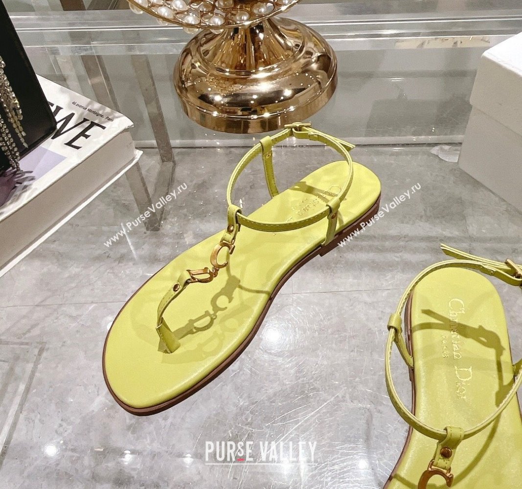 Dior Dioriviera Cest Flat Thong Sandals in Yellow Calfskin 2024 (MD-240702056)