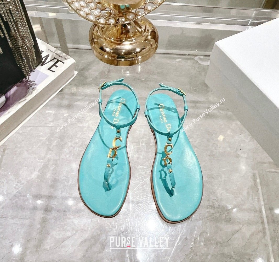 Dior Dioriviera Cest Flat Thong Sandals in Blue Calfskin 2024 (MD-240702057)