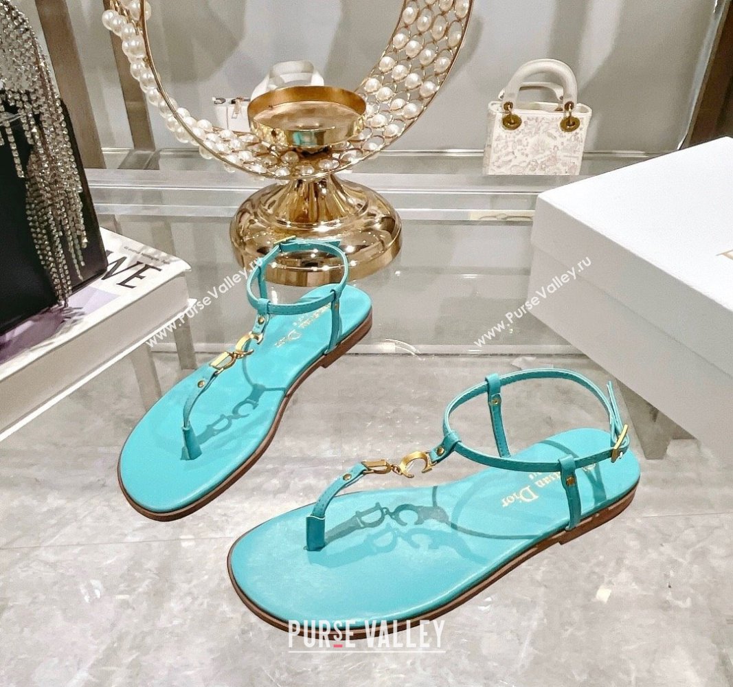 Dior Dioriviera Cest Flat Thong Sandals in Blue Calfskin 2024 (MD-240702057)