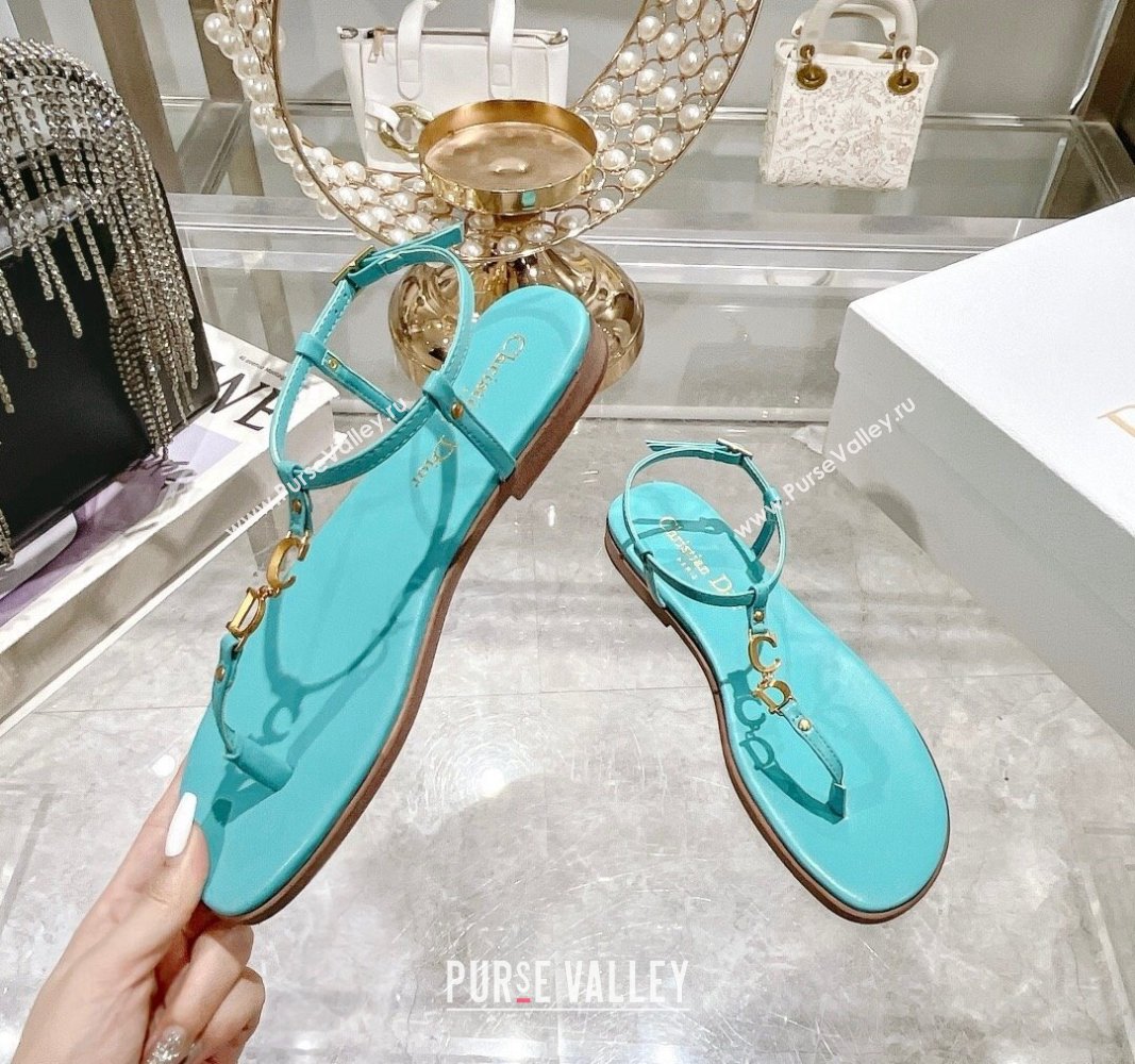 Dior Dioriviera Cest Flat Thong Sandals in Blue Calfskin 2024 (MD-240702057)