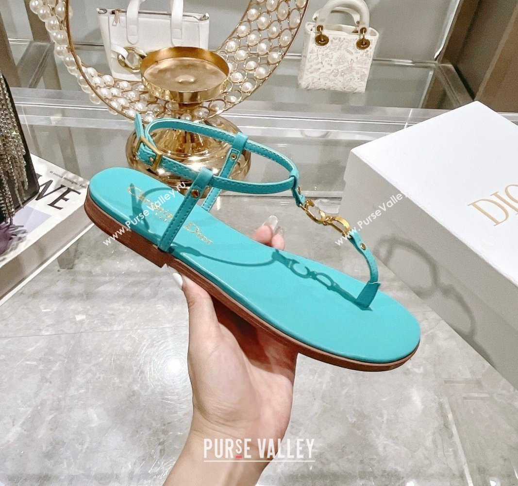 Dior Dioriviera Cest Flat Thong Sandals in Blue Calfskin 2024 (MD-240702057)