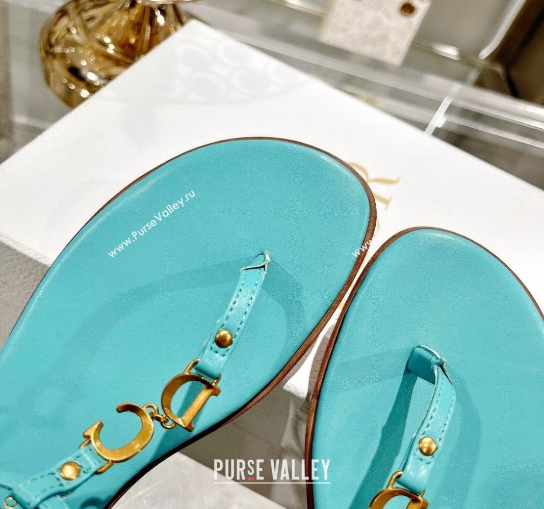 Dior Dioriviera Cest Flat Thong Sandals in Blue Calfskin 2024 (MD-240702057)