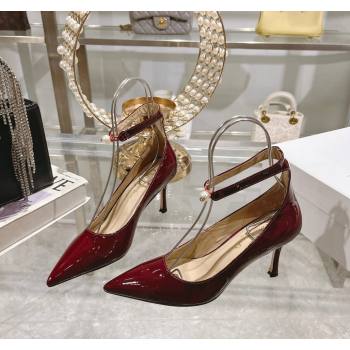 Dior Tribales Pumps 8.5cm with Pearl Ankle Strap in Patent Calfskin Red 2024 (MD-240702061)