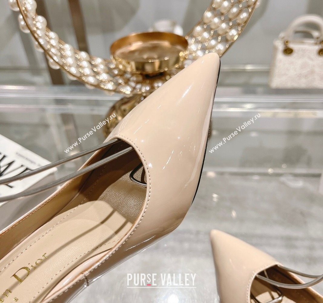 Dior Tribales Pumps 8.5cm with Pearl Ankle Strap in Patent Calfskin Nude 2024 (MD-240702062)