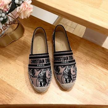 Dior Granville Espadrilles Flat in Beige and Black Cotton Embroidered with Plan de Paris Motif 2024 (HB-240702067)