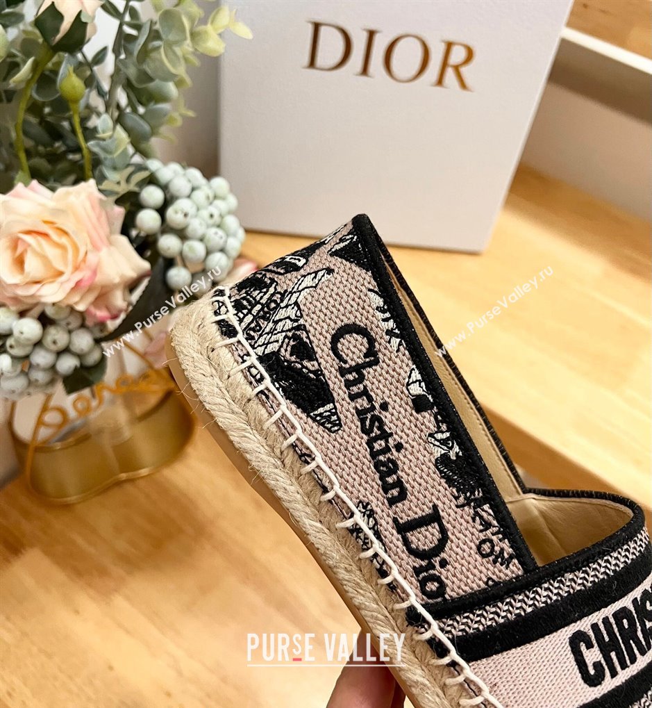 Dior Granville Espadrilles Flat in Beige and Black Cotton Embroidered with Plan de Paris Motif 2024 (HB-240702067)