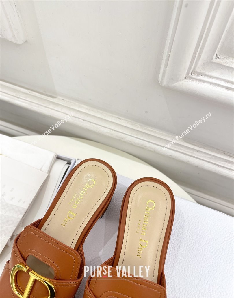 Dior 30 Montaigne Platform Slides Sandal 7cm in Calfskin Brown 2024 (MD-240702069)