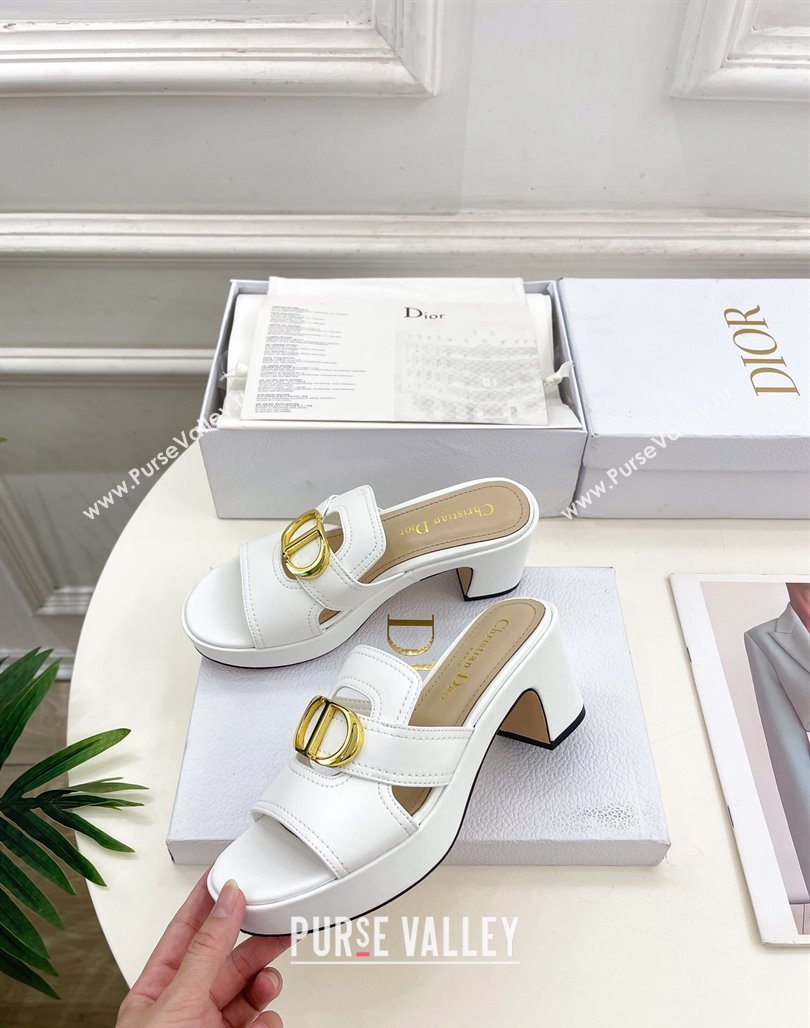 Dior 30 Montaigne Platform Slides Sandal 7cm in Calfskin White 2024 (MD-240702070)