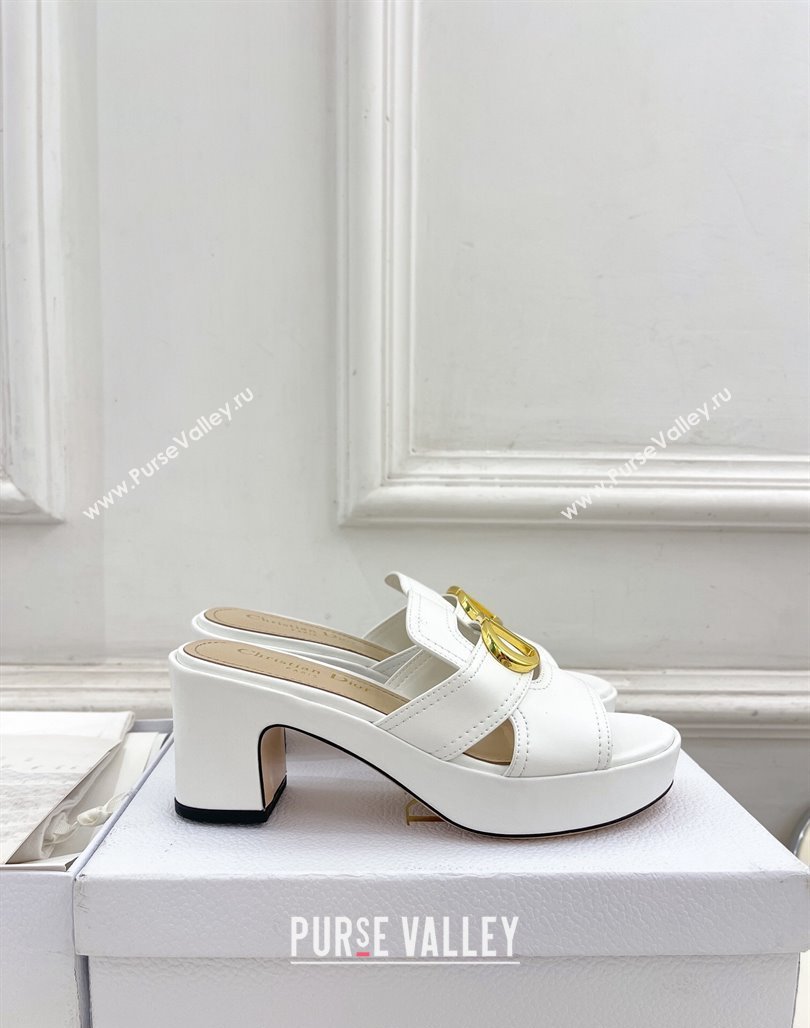 Dior 30 Montaigne Platform Slides Sandal 7cm in Calfskin White 2024 (MD-240702070)