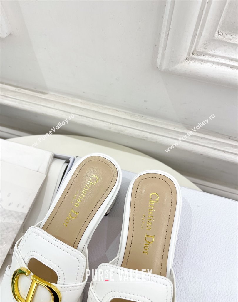 Dior 30 Montaigne Platform Slides Sandal 7cm in Calfskin White 2024 (MD-240702070)