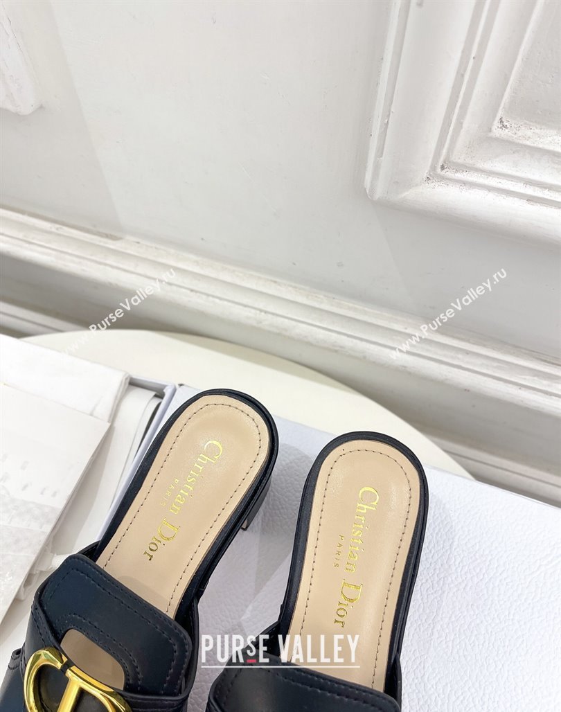 Dior 30 Montaigne Platform Slides Sandal 7cm in Calfskin Black 2024 (MD-240702071)