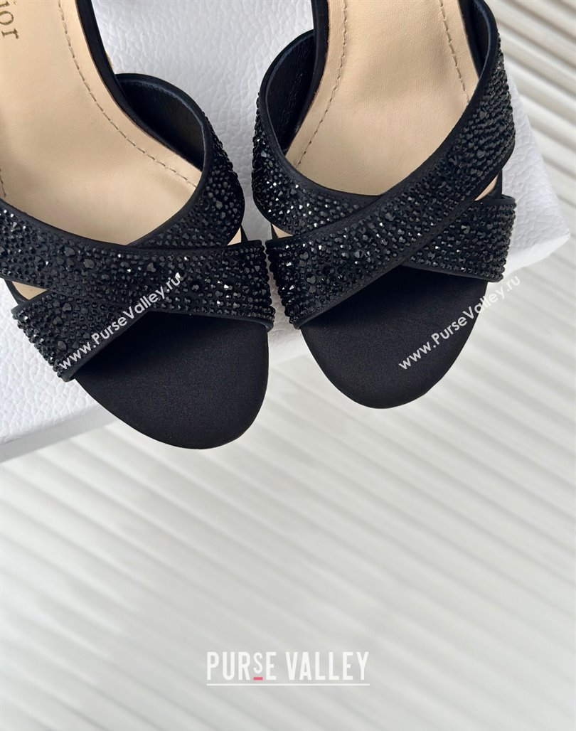 Dior Tribales Heeled Slides Sandal 8cm in Black Suede and Strass 2024 (MD-240702013)