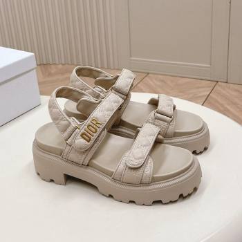 Dior Dioract Platform Sandals 5.5cm in Quilted Cannage Calfskin Grey 2024 0702 (MD-240702082)