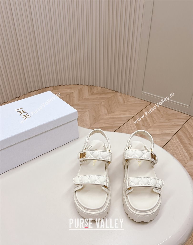 Dior Dioract Platform Sandals 5.5cm in Quilted Cannage Calfskin White 2024 0702 (MD-240702083)