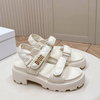 Dior Dioract Platform Sandals 5.5cm in Quilted Cannage Calfskin White 2024 0702 (MD-240702083)