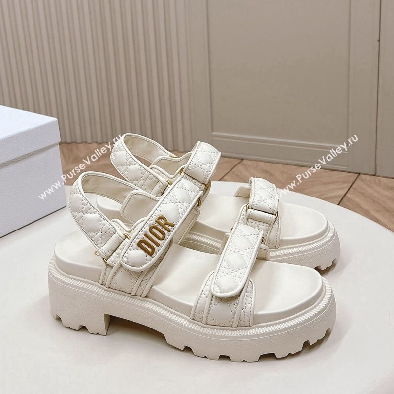 Dior Dioract Platform Sandals 5.5cm in Quilted Cannage Calfskin White 2024 0702 (MD-240702083)