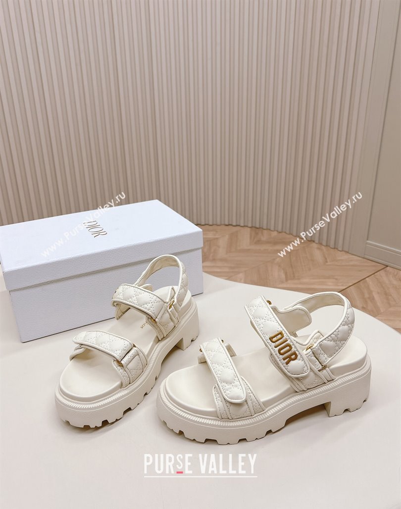 Dior Dioract Platform Sandals 5.5cm in Quilted Cannage Calfskin White 2024 0702 (MD-240702083)