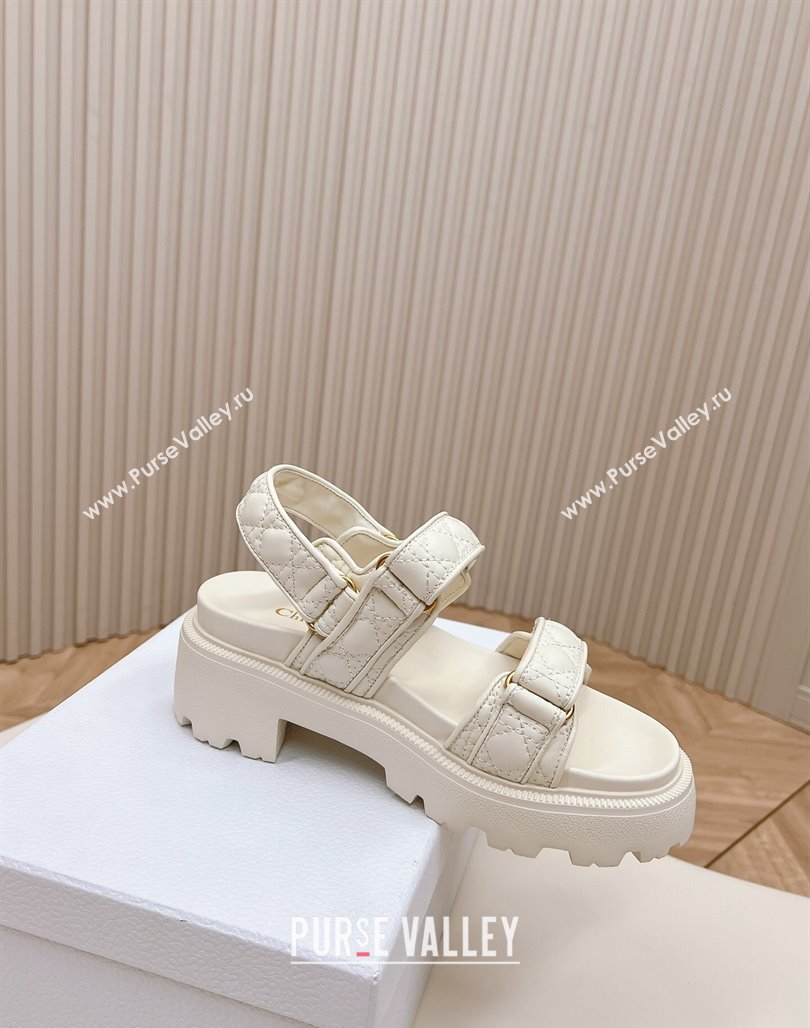 Dior Dioract Platform Sandals 5.5cm in Quilted Cannage Calfskin White 2024 0702 (MD-240702083)