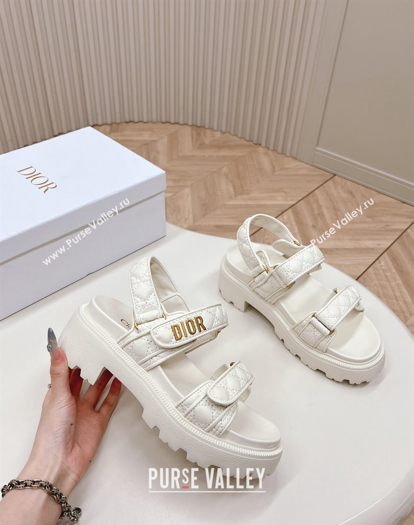 Dior Dioract Platform Sandals 5.5cm in Quilted Cannage Calfskin White 2024 0702 (MD-240702083)