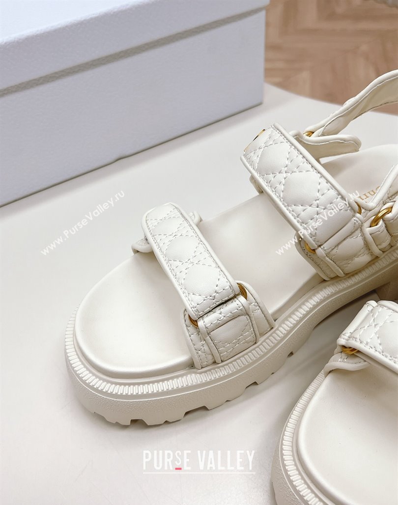 Dior Dioract Platform Sandals 5.5cm in Quilted Cannage Calfskin White 2024 0702 (MD-240702083)