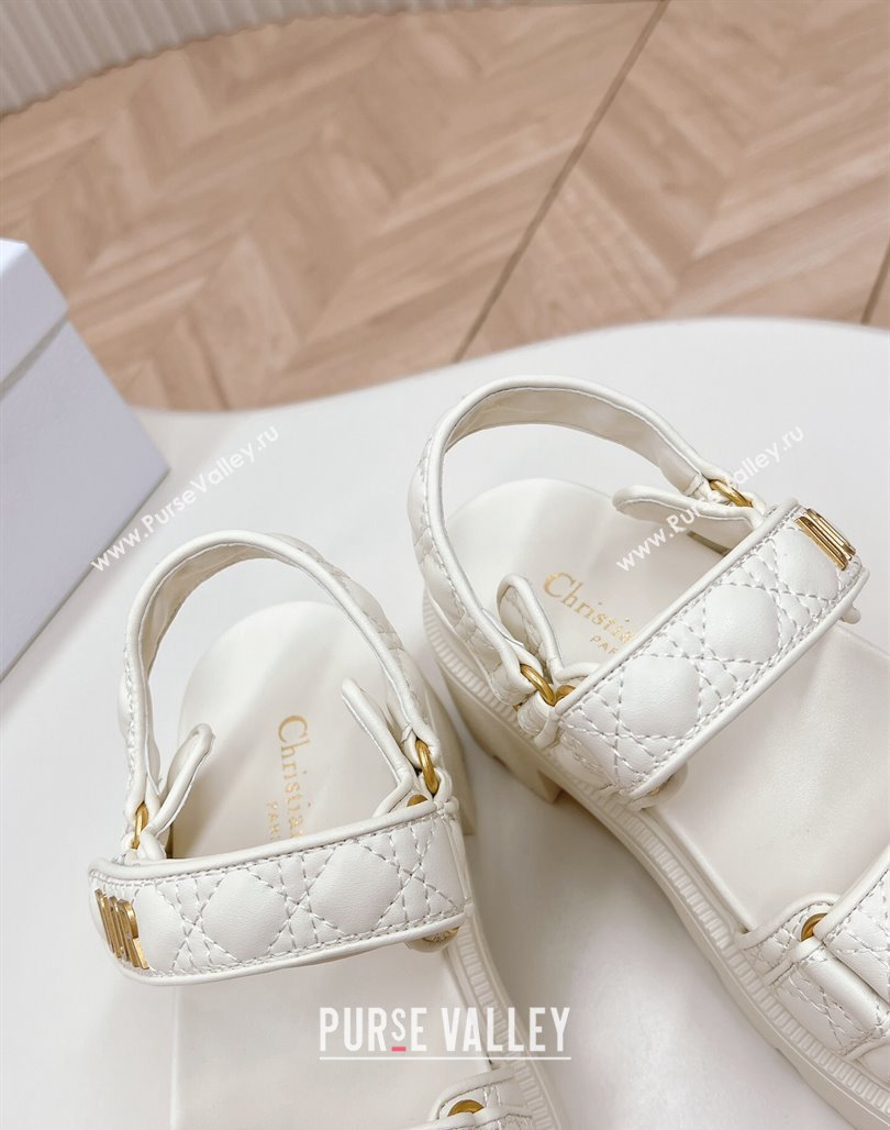 Dior Dioract Platform Sandals 5.5cm in Quilted Cannage Calfskin White 2024 0702 (MD-240702083)