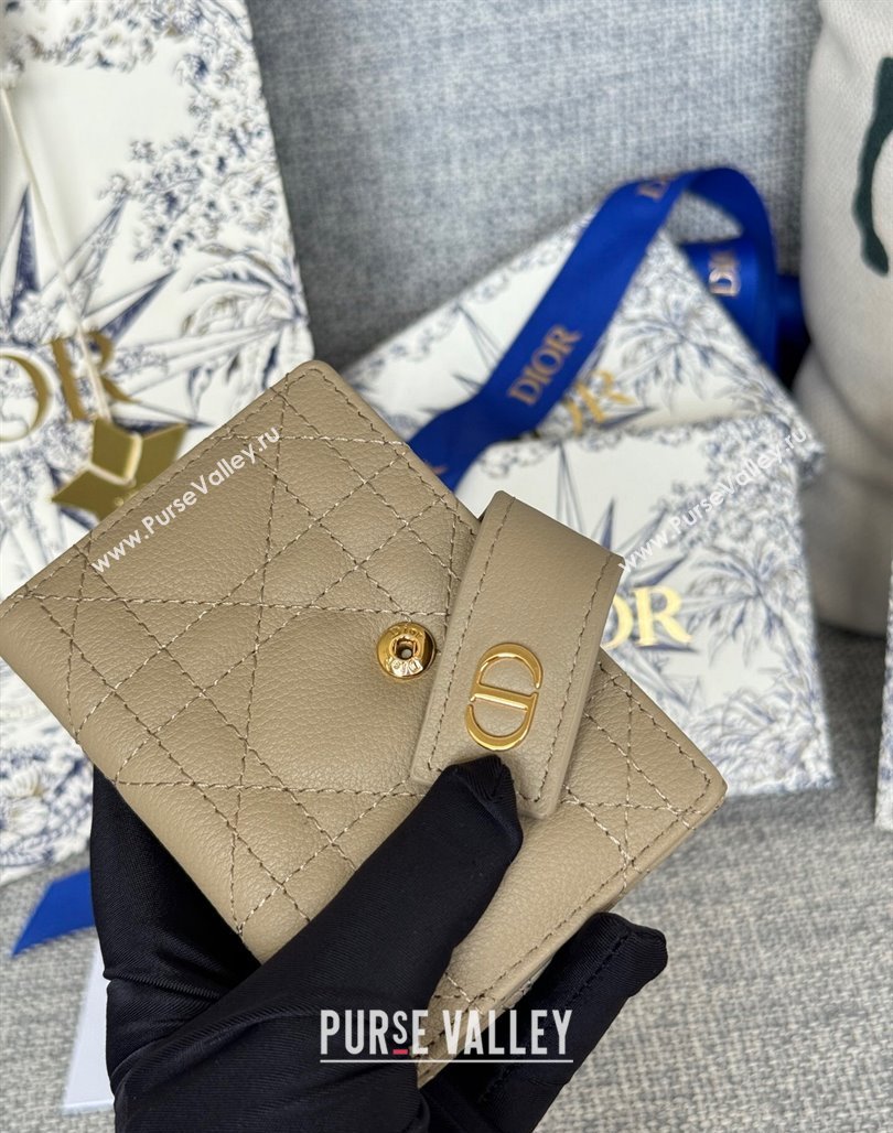 Dior Dior Caro Dandelion Card Holder Wallet in Supple Cannage Calfskin Beige 2024 S5157 (XXG-240715081)